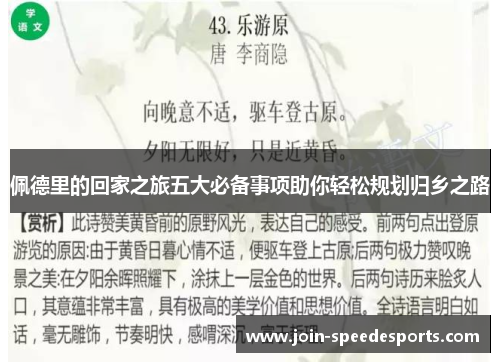 佩德里的回家之旅五大必备事项助你轻松规划归乡之路 佩德里的回家之旅五大必备事项助你轻松规划归乡之路